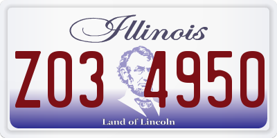 IL license plate Z034950
