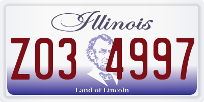 IL license plate Z034997