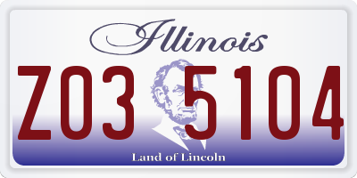 IL license plate Z035104