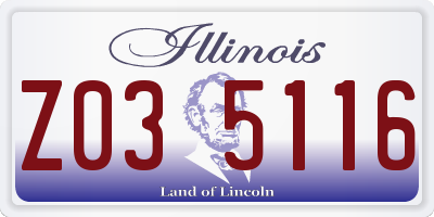 IL license plate Z035116