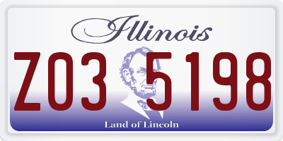 IL license plate Z035198