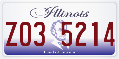 IL license plate Z035214