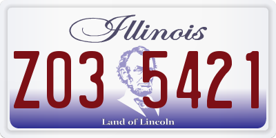 IL license plate Z035421