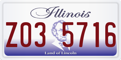 IL license plate Z035716