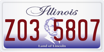 IL license plate Z035807