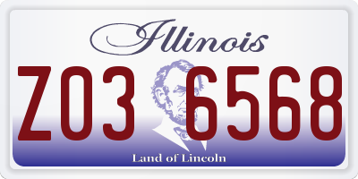 IL license plate Z036568