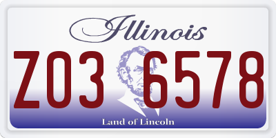 IL license plate Z036578