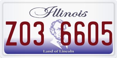IL license plate Z036605