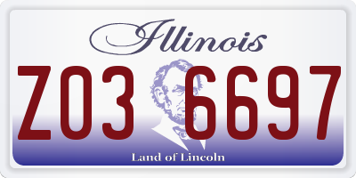 IL license plate Z036697
