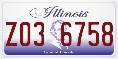 IL license plate Z036758