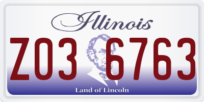 IL license plate Z036763