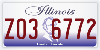 IL license plate Z036772