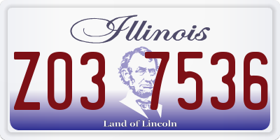 IL license plate Z037536