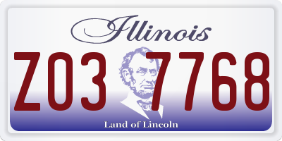 IL license plate Z037768