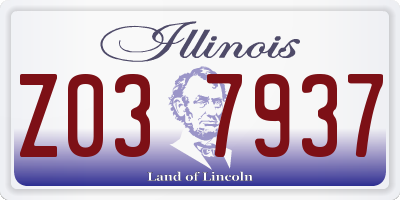 IL license plate Z037937