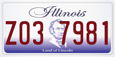 IL license plate Z037981
