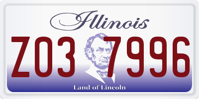 IL license plate Z037996