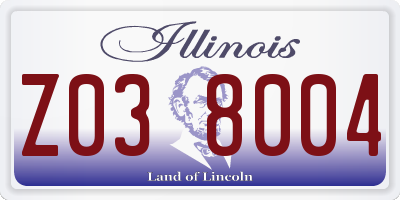 IL license plate Z038004