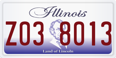 IL license plate Z038013