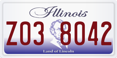 IL license plate Z038042