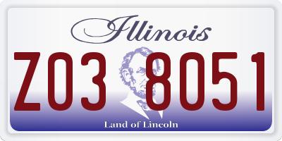 IL license plate Z038051