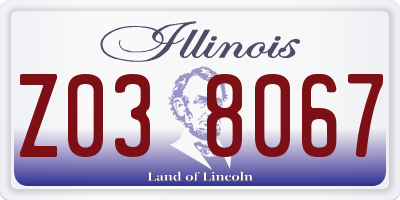 IL license plate Z038067