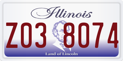 IL license plate Z038074