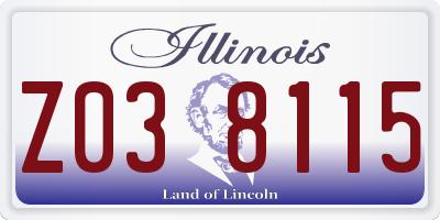 IL license plate Z038115