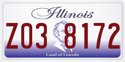 IL license plate Z038172