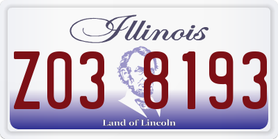 IL license plate Z038193
