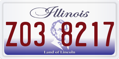 IL license plate Z038217