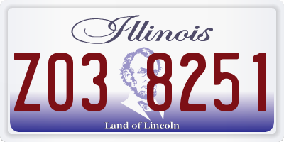 IL license plate Z038251