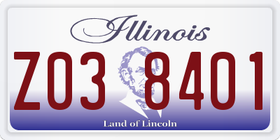 IL license plate Z038401