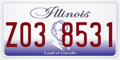 IL license plate Z038531