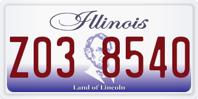 IL license plate Z038540