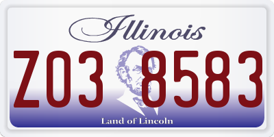 IL license plate Z038583