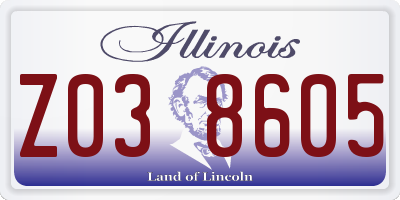 IL license plate Z038605