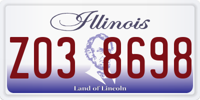 IL license plate Z038698