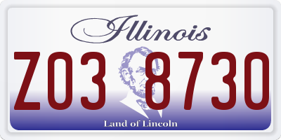 IL license plate Z038730