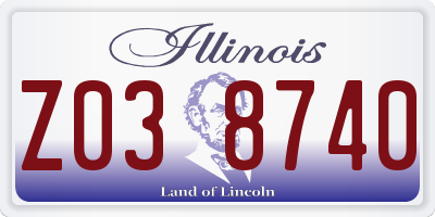 IL license plate Z038740