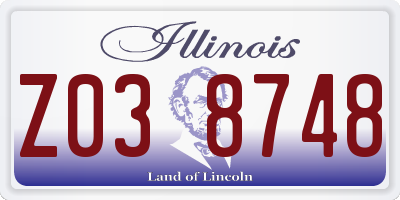 IL license plate Z038748