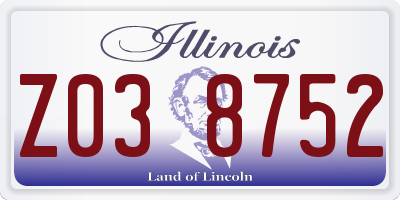 IL license plate Z038752