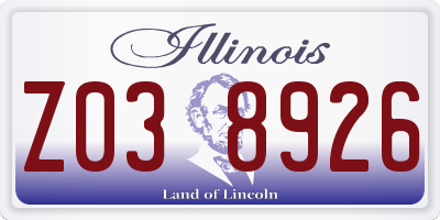 IL license plate Z038926
