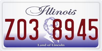 IL license plate Z038945