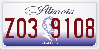 IL license plate Z039108