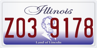 IL license plate Z039178