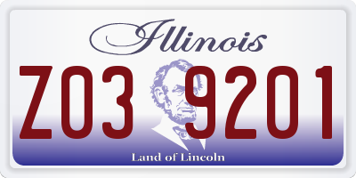 IL license plate Z039201