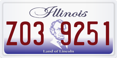 IL license plate Z039251