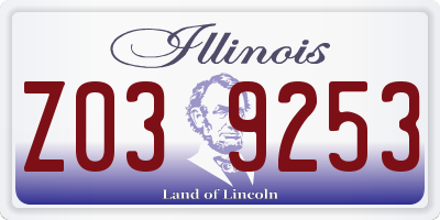 IL license plate Z039253