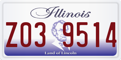 IL license plate Z039514